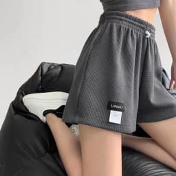 New Summer Waffle Shorts for Women, High Waist Plus Size Loose Casual Pants, Internet Famous Sports Fitness Shorts