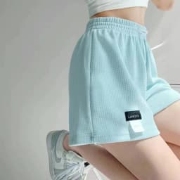 New Summer Waffle Shorts for Women, High Waist Plus Size Loose Casual Pants, Internet Famous Sports Fitness Shorts