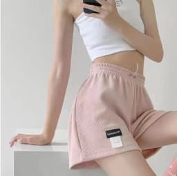 New Summer Waffle Shorts for Women, High Waist Plus Size Loose Casual Pants, Internet Famous Sports Fitness Shorts