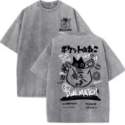 Women Cartoon T-Shirts Vintage Summer Harajuku Kawaii Cat Printed Short Sleeve Tees Couple Streetwear Loose Clothes Cotton Tops