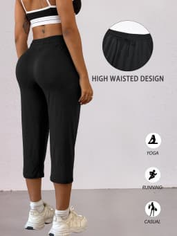 Women's Capri Yoga Pants Loose Soft Drawstring Workout Sweatpants Causal Lounge Pants with Pockets