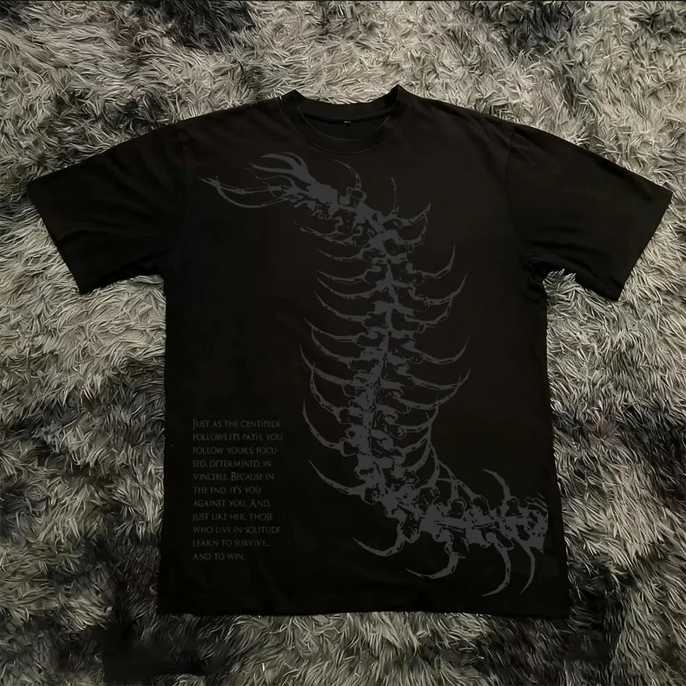 Summer Classic Y2K Gothic Style T-shirt Print Oversized T Shirt High Street Shirts Round Neck Cotton Tops Mens Women T Shirt Tee