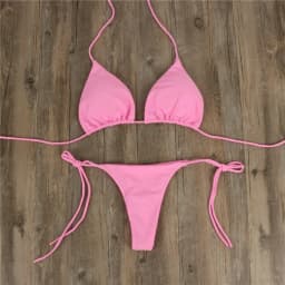 Women Thong Bikini Set Side Tie Sexy Swimsuit Bandage Style Brazilian Swimwear Woman Clothing Red/Blue/Black/White/Wine Red/Pink