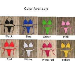 Women Thong Bikini Set Side Tie Sexy Swimsuit Bandage Style Brazilian Swimwear Woman Clothing Red/Blue/Black/White/Wine Red/Pink