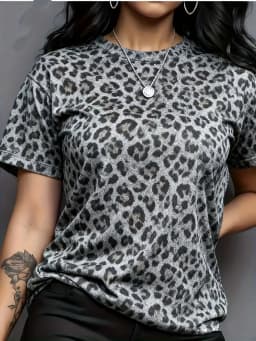 Leopard Print Women T Shirt Casual Short Sleeve O-neck Animal Print Summer Oversized Streetwear Tops