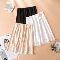 Thin Ice Silk Modal Female Half Length Skirt Lace Anti-Penetrating Underskirt Anti-glare Mesh Flower Innerwear Short Skirt Women