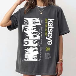 Katseye "Beautiful Chaos" Tour T-shirt Katseye Tour T-shirt Couple Casual Fashion Pure Cotton Base Layer  women t shirt
