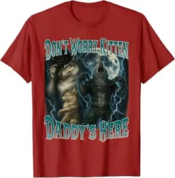 Don't Worry Kitten Daddy's Here Cool Funny Alpha Wolf Meme TShirt Women Fashion Harajuku Kawaii T-shirt Women's Y2K Clothing