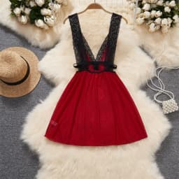 Women's Sexy Mini Dress Lingerie Cosplay Maid Cute Bowknot Lace Hotsweet Casual Dresses Party Club Costume Camisole Mini Dresses