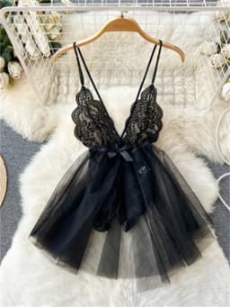 Women's Sexy Mini Dress Lingerie Cosplay Maid Cute Bowknot Lace Hotsweet Casual Dresses Party Club Costume Camisole Mini Dresses