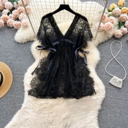 Women's Sexy Mini Dress Lingerie Cosplay Maid Cute Bowknot Lace Hotsweet Casual Dresses Party Club Costume Camisole Mini Dresses