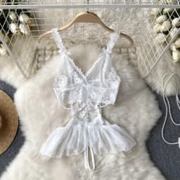 Women's Sexy Mini Dress Lingerie Cosplay Maid Cute Bowknot Lace Hotsweet Casual Dresses Party Club Costume Camisole Mini Dresses