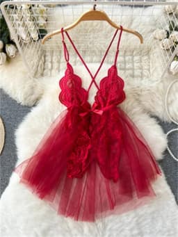 Women's Sexy Mini Dress Lingerie Cosplay Maid Cute Bowknot Lace Hotsweet Casual Dresses Party Club Costume Camisole Mini Dresses