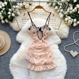 Women's Sexy Mini Dress Lingerie Cosplay Maid Cute Bowknot Lace Hotsweet Casual Dresses Party Club Costume Camisole Mini Dresses