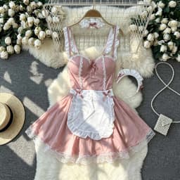 Women's Sexy Mini Dress Lingerie Cosplay Maid Cute Bowknot Lace Hotsweet Casual Dresses Party Club Costume Camisole Mini Dresses