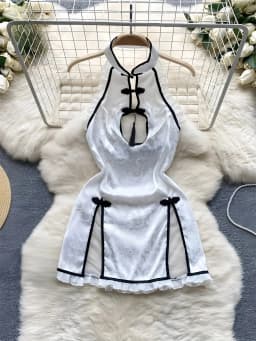 Women's Sexy Mini Dress Lingerie Cosplay Maid Cute Bowknot Lace Hotsweet Casual Dresses Party Club Costume Camisole Mini Dresses