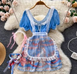 Women's Sexy Mini Dress Lingerie Cosplay Maid Cute Bowknot Lace Hotsweet Casual Dresses Party Club Costume Camisole Mini Dresses