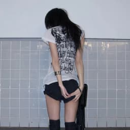 Karrram Japanese Y2k Letter Print T-shirt Trashy 2000s Style Tattoo T Shirt Vintage Harajuku Short Sleeve Sheer Tops Grunge Goth