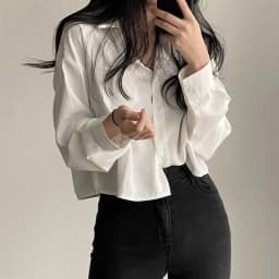 Simple Single Breasted Loose Casual Solid Long Sleeved Shirt And Blouse Office Lady Trend Short Top Simple Elegant White Clothes