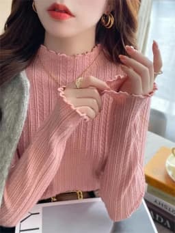 New Women's Autumn and Winter Solid Color Ruffled Semi-turtleneck Long-sleeved Knitted Sweater Casual Women's Knitted Pullovers