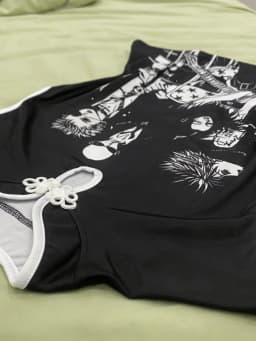 Anime Rock Print Cheongsam Top Women Frog Button Detail Y2K Aesthetic Streetwear 2026