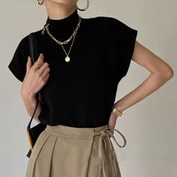 Fashion Stand-up Collar Slim Women Knitted Vest Loose Solid Elegant Straight Tops Short Sleeve Office Lady T Shirt Loose Shirt