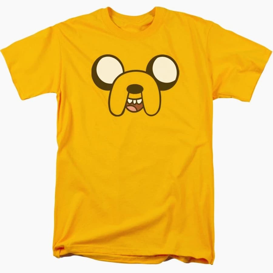 Adventure Time Jake Face Gold Shirts New Women's Vintage Breathable Tee Streetwear Oversized Loose