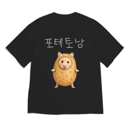 2026 Women Korean Streetwear T-Shirt Funny Potato Hamster Meme Hangul Text Graphic Loose Y2k Casual Short Sleeve Daily Tops