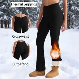 Fleece Women Leggings Thick Flared Pants High-Waisted Thermal Tights Tummy Control Winter Warm Legging Casual Wear