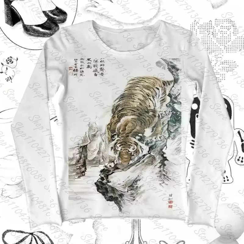 Chinese-style Ink Wash 3D Tiger Printed Long Sleeves: Wear The 'mighty Tiger' on Your Body Like The Street's 'Eastern Aura King'