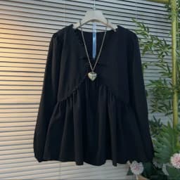 Plus Size Loose Elegance Blouses Spring Autumn V-Neck Long Sleeve Tops Solid Color Drawstring T-Shirt OL Casual Women's Clothing