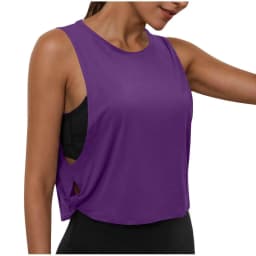 Women Sleeveless Yoga Tops Athletic Vest Breathable Blouse Cover Up Gym Workout Cool T-Shirt Running Short Tank Crop Top