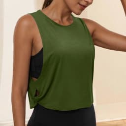Women Sleeveless Yoga Tops Athletic Vest Breathable Blouse Cover Up Gym Workout Cool T-Shirt Running Short Tank Crop Top