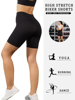 Women's High Waisted Biker Shorts Super Soft Tummy Control No See Through Workout Yoga Running Athletic Push Up Gym Fitness