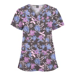 Wholesale Polyester Spandex Uniforms Beautiful Hospital Scrubs Tops Women Nurse Printed Scrub Top Healthcare Nursing Scrub Shirt