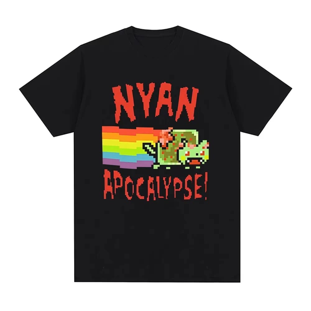 Nyan Rainbow Cat Funny Meme T-shirt Men Women Clothing Fashion Casual T-shirts Kawaii Harajuku Short Sleeves T Shirts Streetwear