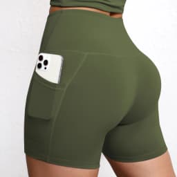 Solid Pocket Shorts Women Fitness Sports Short High Waist Yoga Short Cycling Comprehensive Training Jog Squat Proof