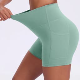 Solid Pocket Shorts Women Fitness Sports Short High Waist Yoga Short Cycling Comprehensive Training Jog Squat Proof