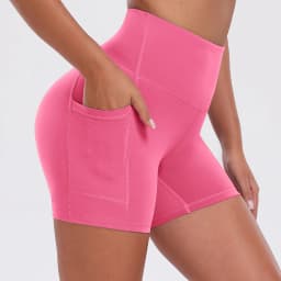 Solid Pocket Shorts Women Fitness Sports Short High Waist Yoga Short Cycling Comprehensive Training Jog Squat Proof