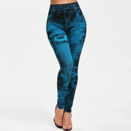 Women Imitation Jeans Stretch Leggings Fashion Sexy Slim Push Up Lady Gym Leggings Causal Simple High Waist Streetwear Leggings