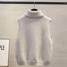 Autumn Winter Korean Solid Color Lapel Sleeveless Versatile Casual Knitted Vest For Women