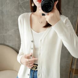 2026 New V-Neck Temperament Small Fragrant Wind Women Loose Sweater Coat Special Offer Cardigan ZHI D035