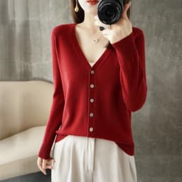 2026 New V-Neck Temperament Small Fragrant Wind Women Loose Sweater Coat Special Offer Cardigan ZHI D035