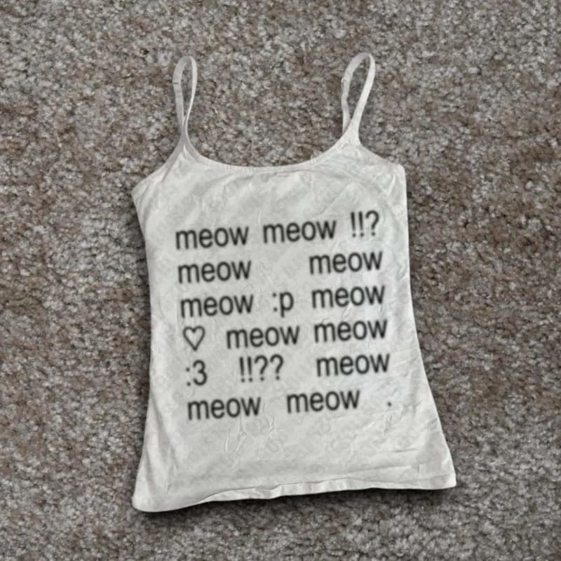 Harajuku Y2K Tops Vintage Punk Letter Print Casual Cute Tops Gothic Streetwear Women Sleeveless Sling Crop Tops 2000s Emo Girls