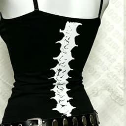 Y2K Gothic Alt Sleeveless Crop Top Vintage Grunge Skeleton Front Back Graphic Slim Women Skeleton Ribcage Spine Cami Tank Tops