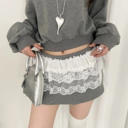 Korean Fashion Lace Irregular Skirt Curtain White Flowers Lace Mesh Halfbody Skirt Women Summer Bottoms Jeans Decorative Hemline