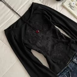 90s Long-sleeve Tees E-Girl Clothes Aesthetic Streetwear Long-sleeve T-shirts Harajuku Punk Letter Pattern Sexy Long-sleeve Tops
