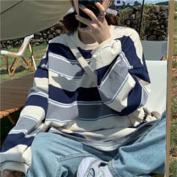 Striped T Shirt for Women 2026 Fall Winter Thin Loose Fit Long Sleeve Rainbow Stripe Casual Blouse Tee Top Plus Size Streetwear