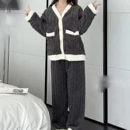 Women's Pajamas Set Winter Sleepwear O-neck Loose Long Sleeve Top Elastic Waist Leg Pant Sets Trousers Plus Size Matching Sets
