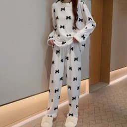 Women's Pajamas Set Winter Sleepwear O-neck Loose Long Sleeve Top Elastic Waist Leg Pant Sets Trousers Plus Size Matching Sets